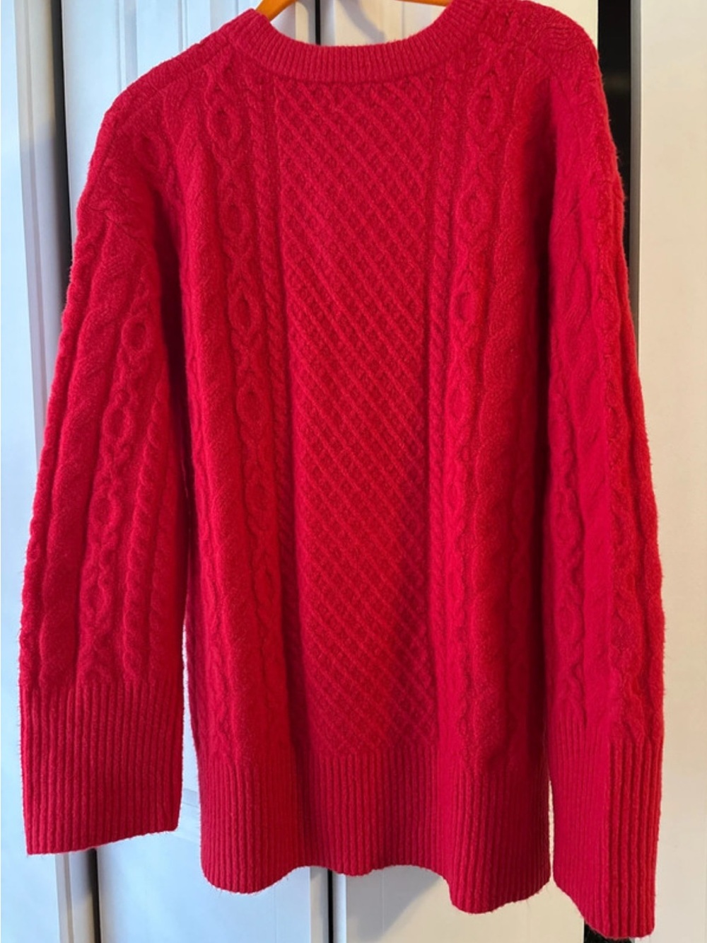 Classic Red Cable Knit Women’s Sweater